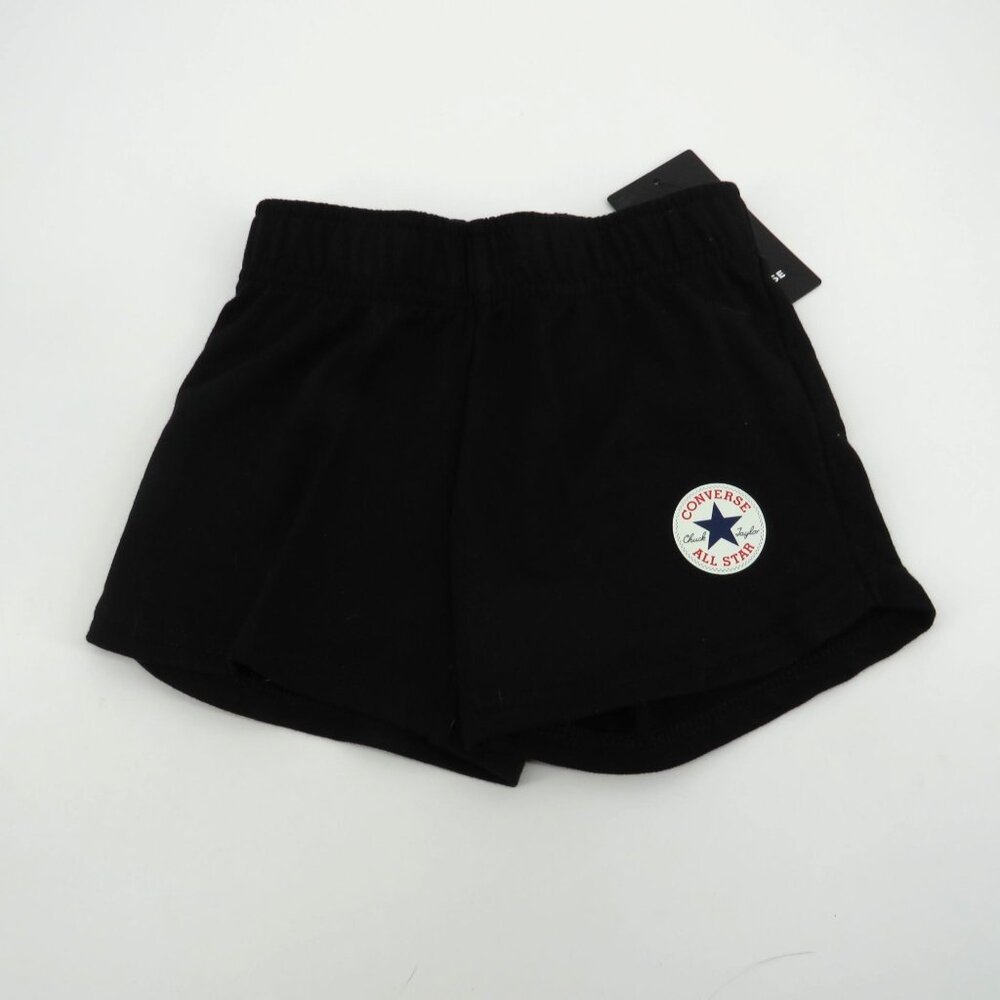 Converse Girls Black All Star Shorts Size 4 Cotton Blend Elastic Waist NWT